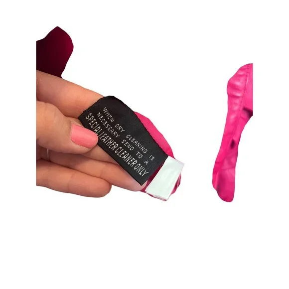 Vintage CHIA Hot Pink Leather Cropped Jacket With Button Closure & Belted Waist - Picture 4 of 8